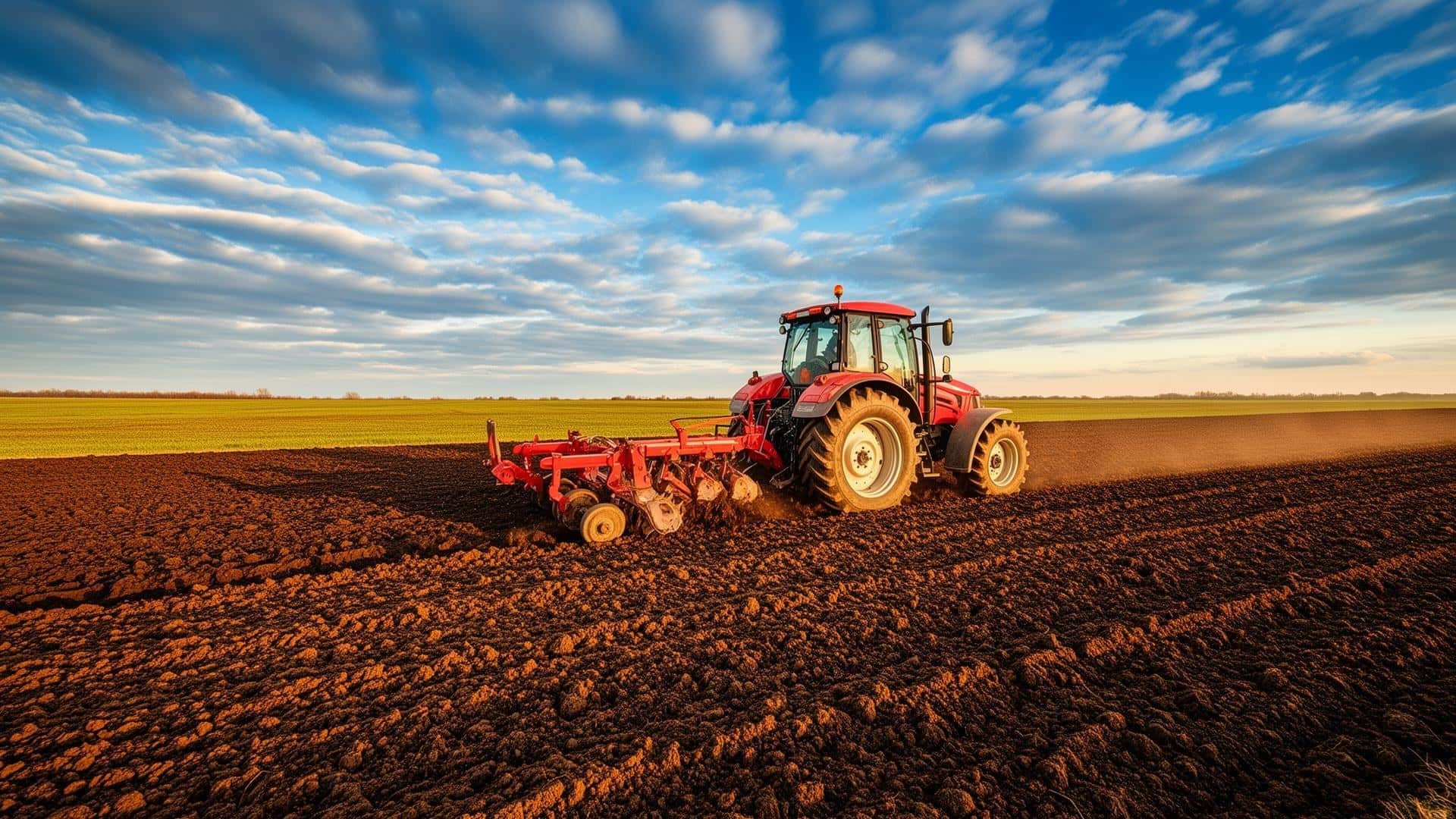 Tractor plowing a field
