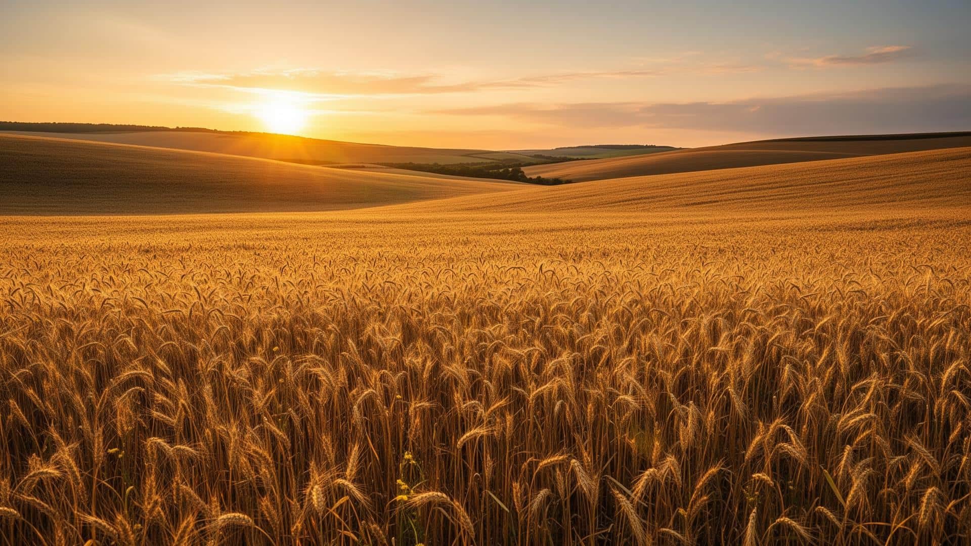 Golden wheat at sunset